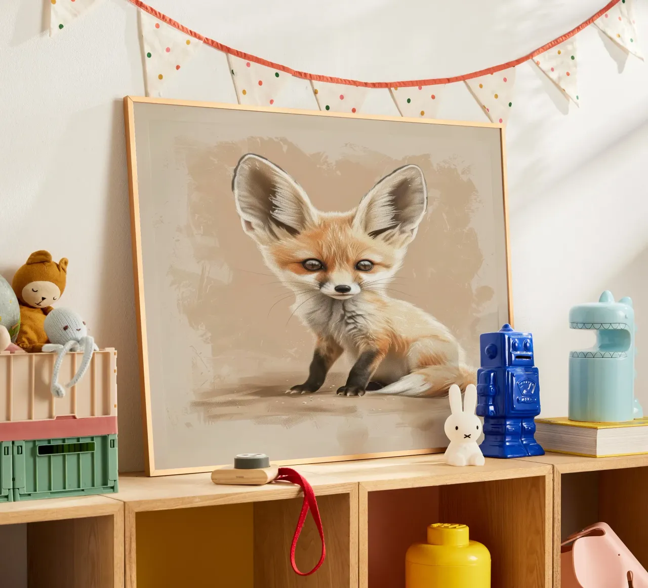 Volpe fennec artisticamente con grandi orecchie espressione concentrata carta hahnemühle da DesignDoodle