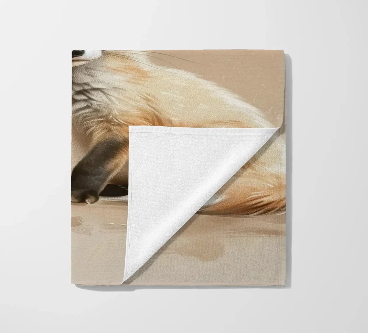 Volpe fennec artisticamente con grandi orecchie espressione concentrata telo mare da DesignDoodle