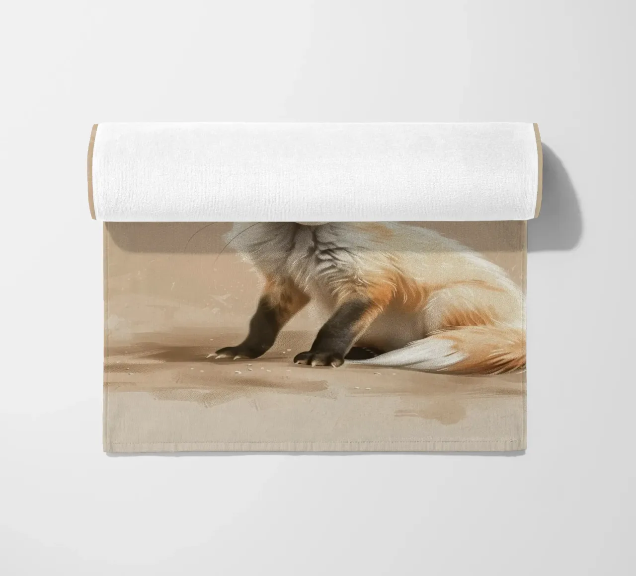 Volpe fennec artisticamente con grandi orecchie espressione concentrata telo mare da DesignDoodle