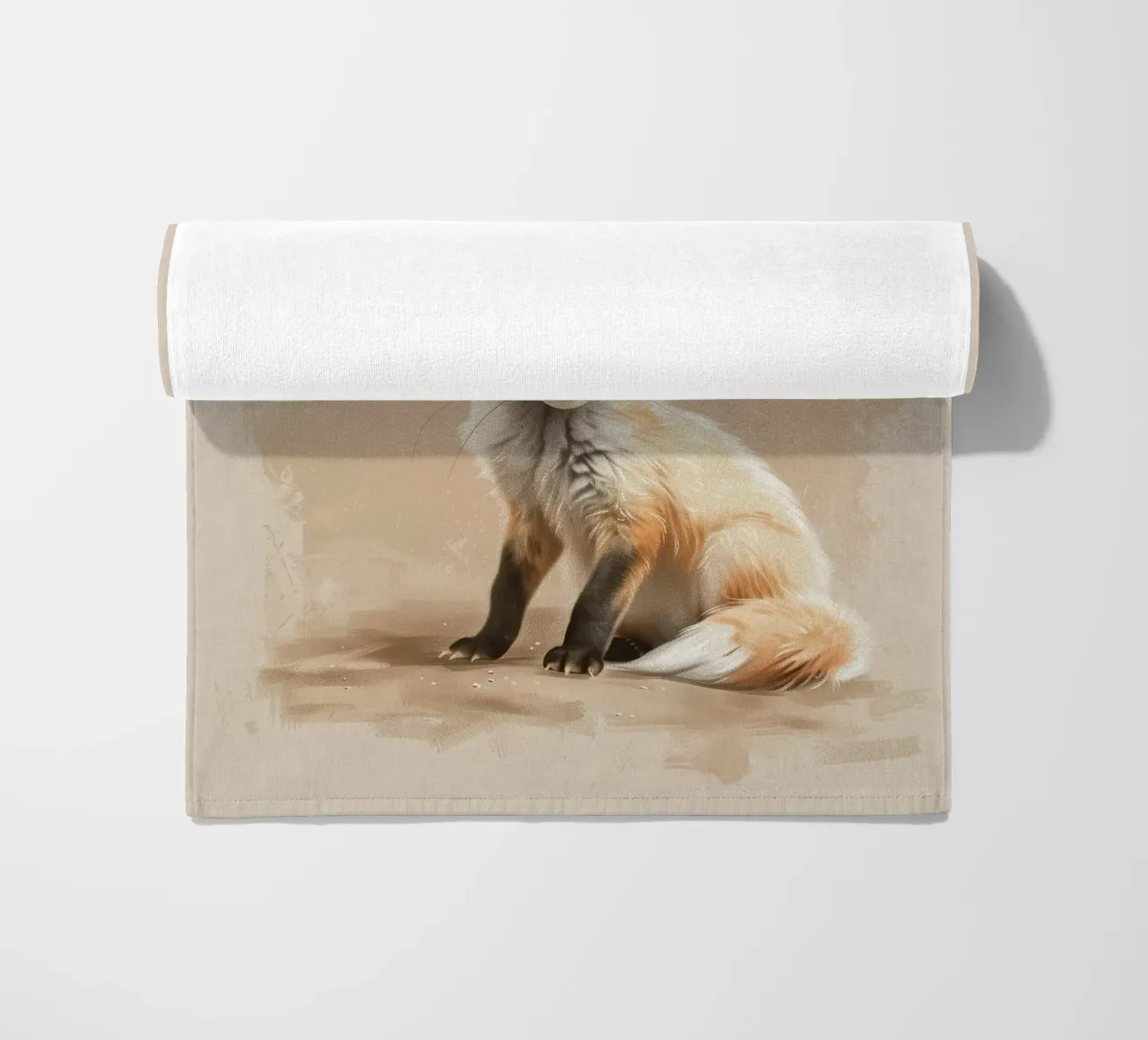 Volpe fennec artisticamente con grandi orecchie espressione concentrata telo mare da DesignDoodle