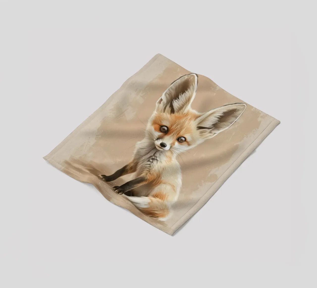Volpe fennec artisticamente con grandi orecchie espressione concentrata coperta in pile da DesignDoodle
