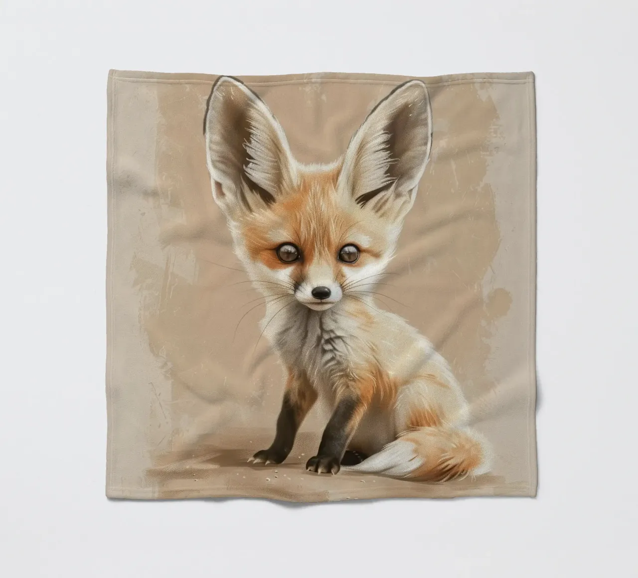 Volpe fennec artisticamente con grandi orecchie espressione concentrata coperta in pile da DesignDoodle