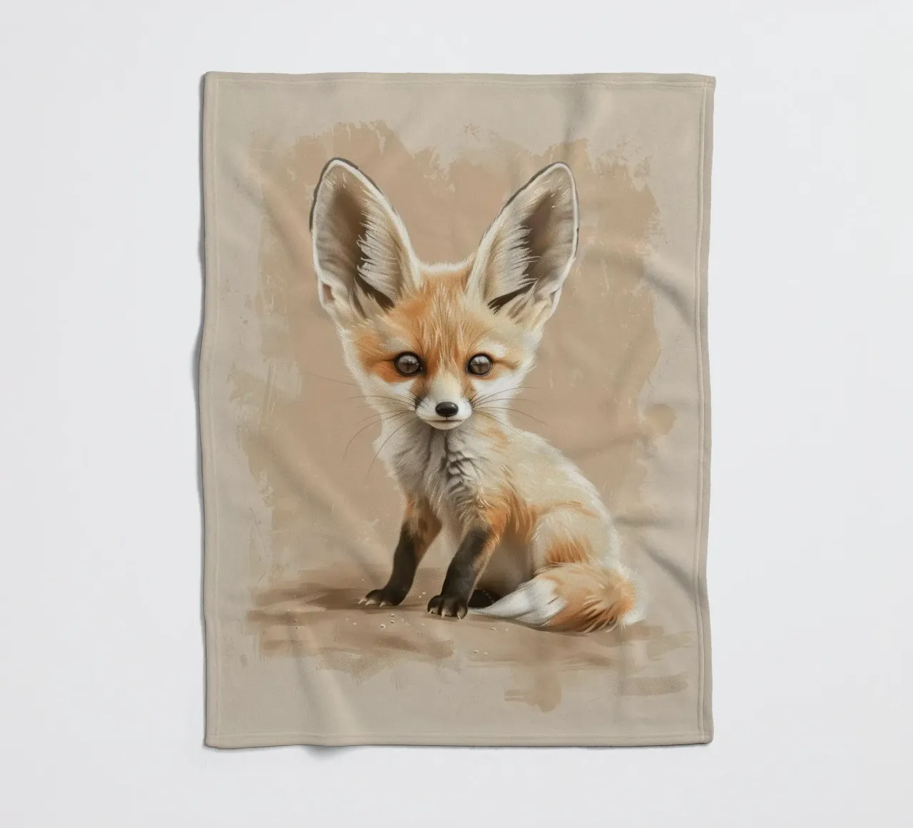 Volpe fennec artisticamente con grandi orecchie espressione concentrata coperta in pile da DesignDoodle
