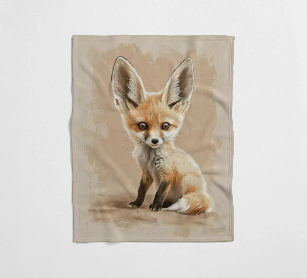 Volpe fennec artisticamente con grandi orecchie espressione concentrata coperta in pile da DesignDoodle
