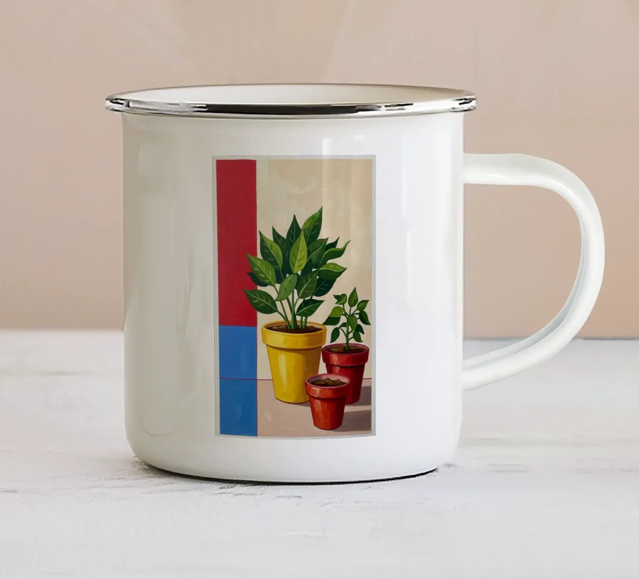 Duo di piante in vaso tazza in smalto da Lune Dreams