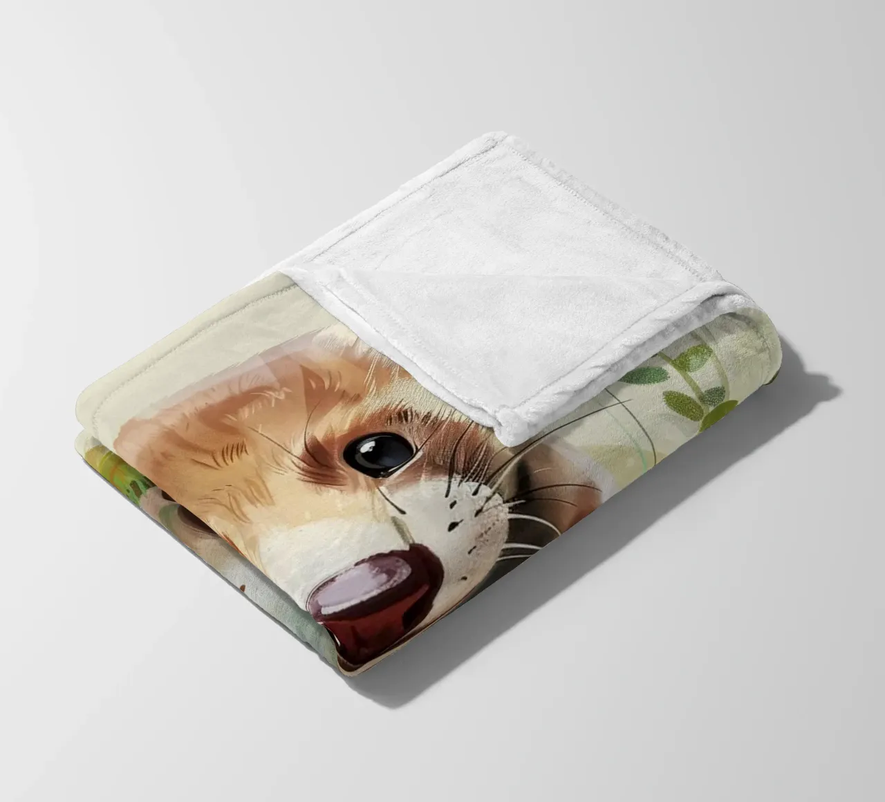 Una giovane e simpatica martora che esplora l'erba verde e lussureggiante coperta in pile da DesignDoodle