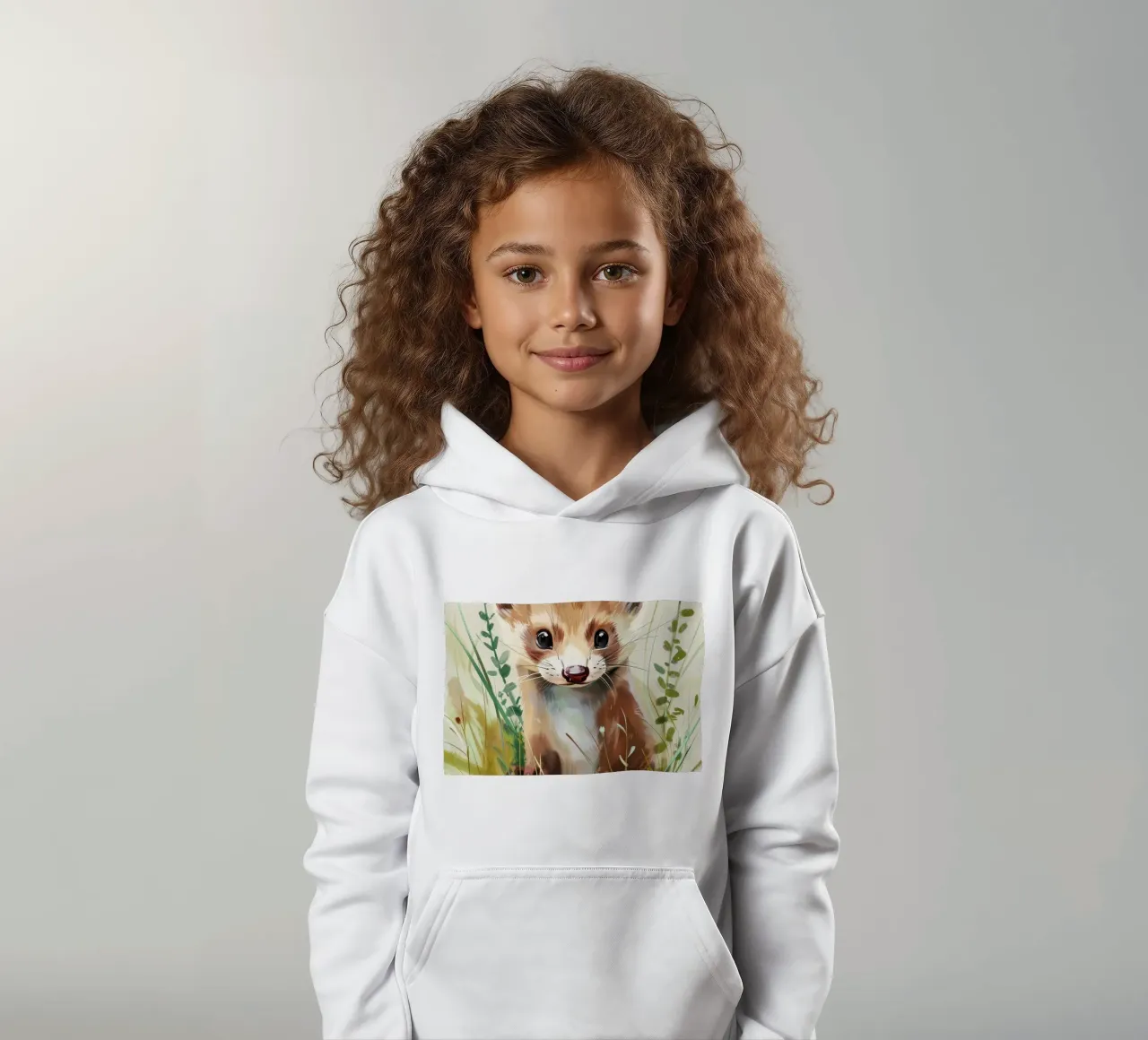 Simpática joven marta explorando la exuberante hierba verde sudadera con capucha para niño de DesignDoodle