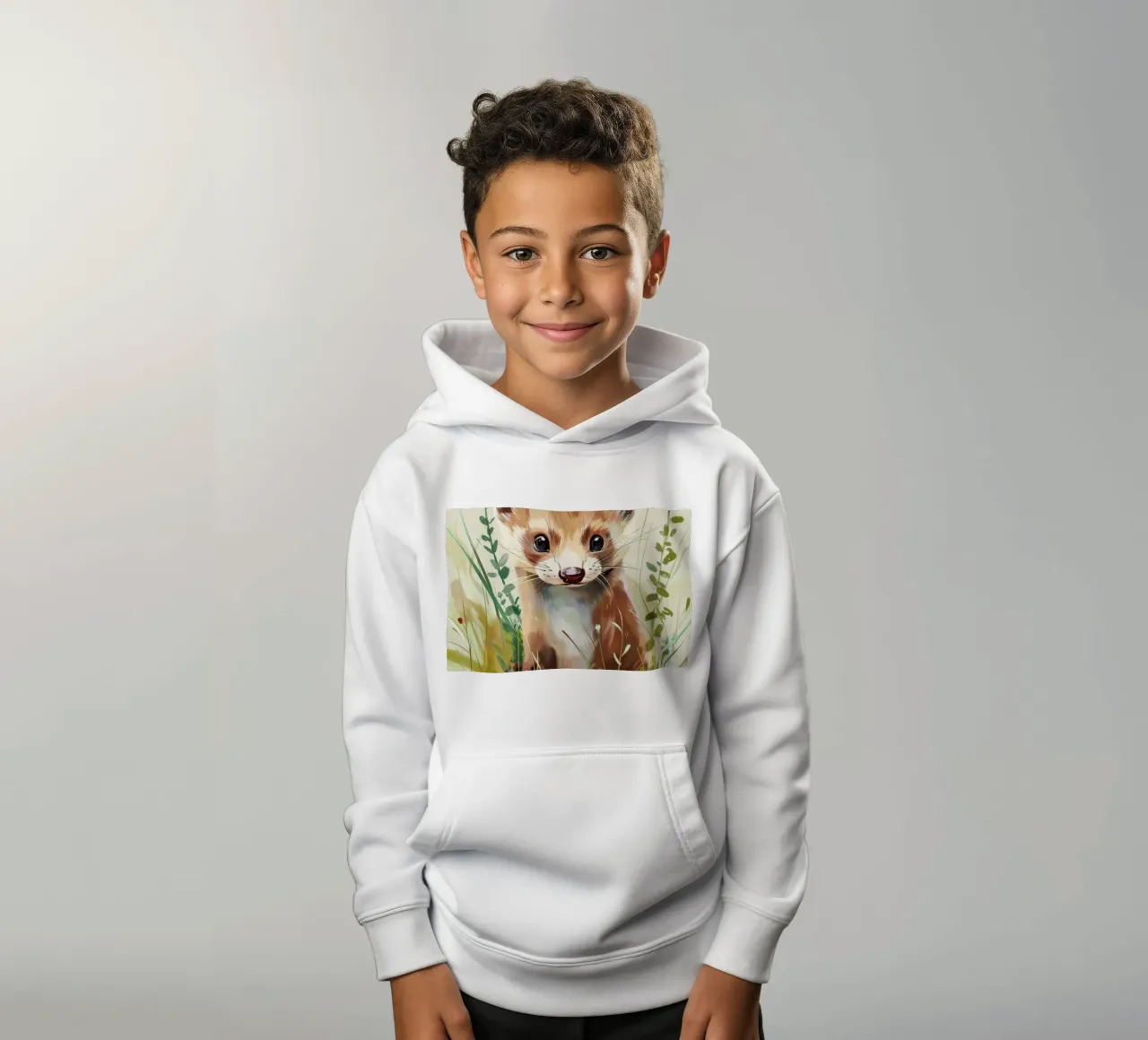 Simpática joven marta explorando la exuberante hierba verde sudadera con capucha para niño de DesignDoodle