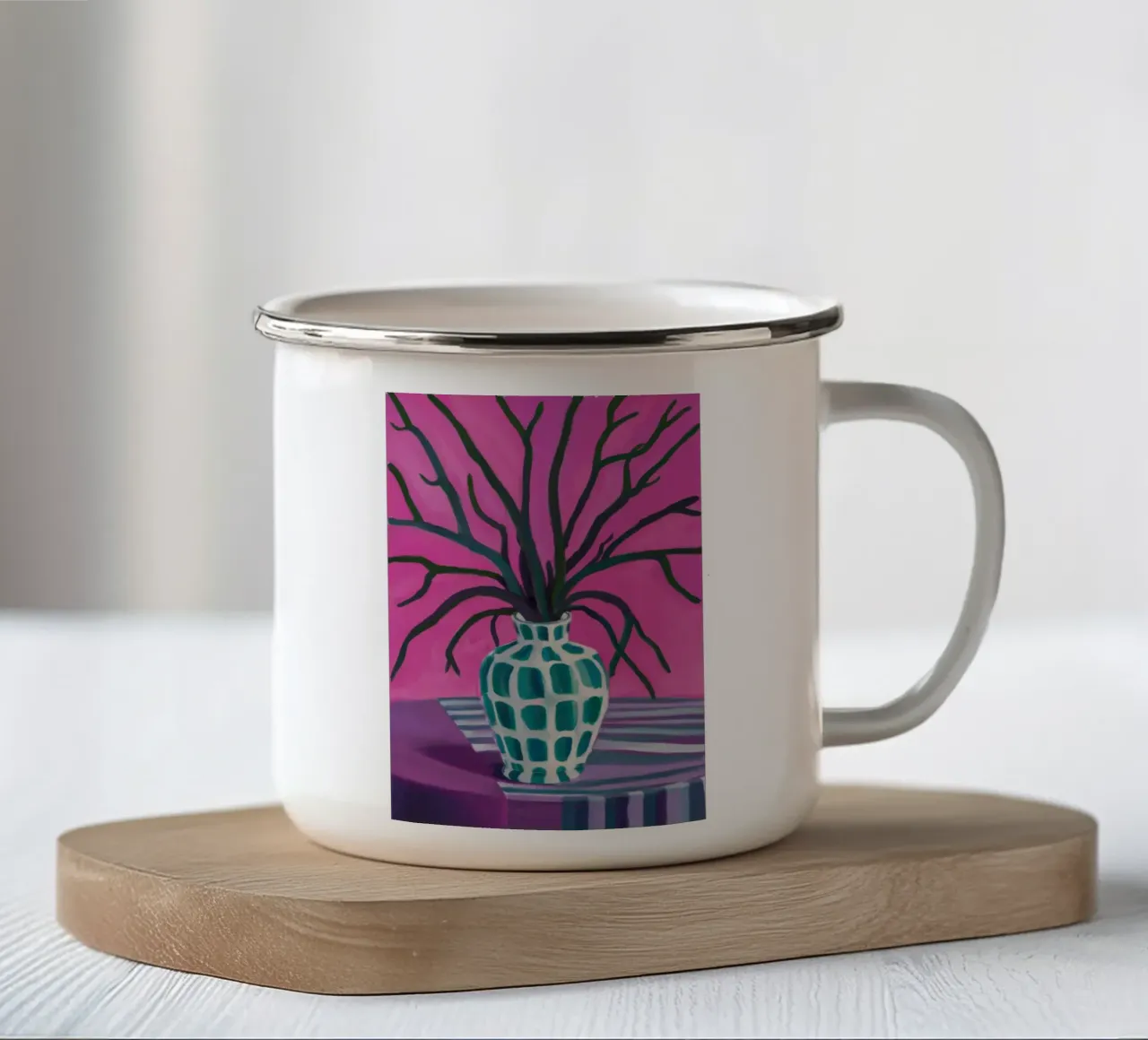 Sagoma di ramo fucsia tazza in smalto da Arcane Lines