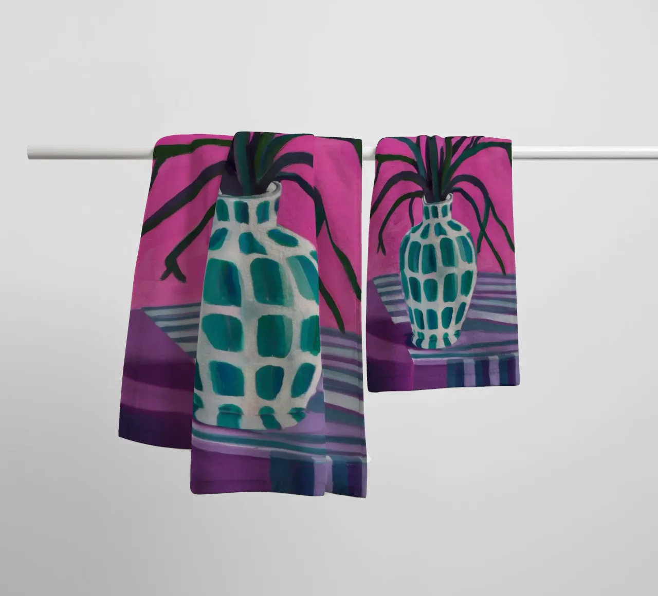 Fuchsia Branch Silhouette towel by Arcane Lines