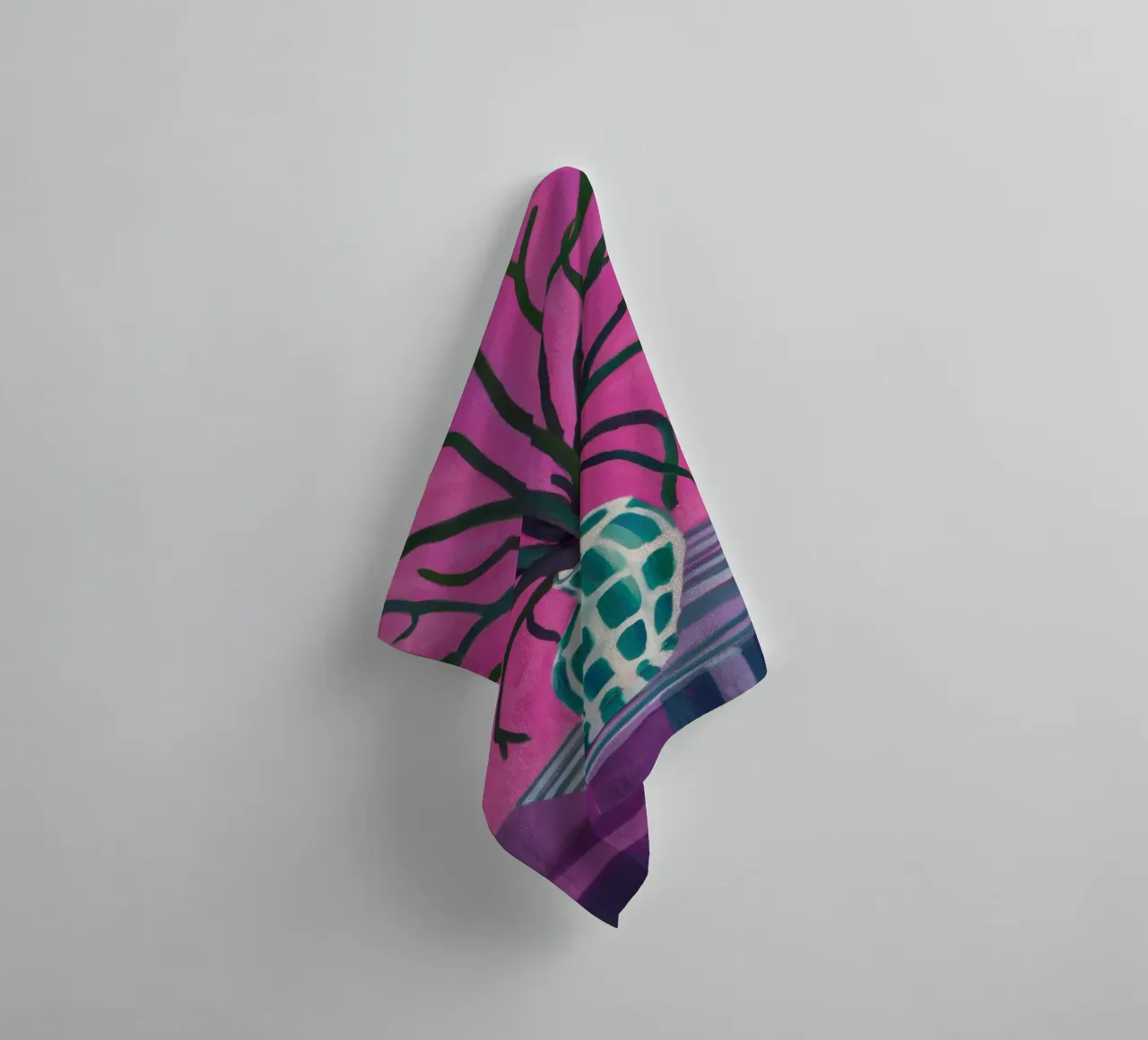 Fuchsia Branch Silhouette towel by Arcane Lines
