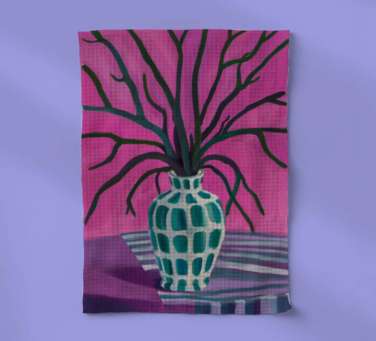 Fuchsia Branch Silhouette Geschirrtuch von Arcane Lines