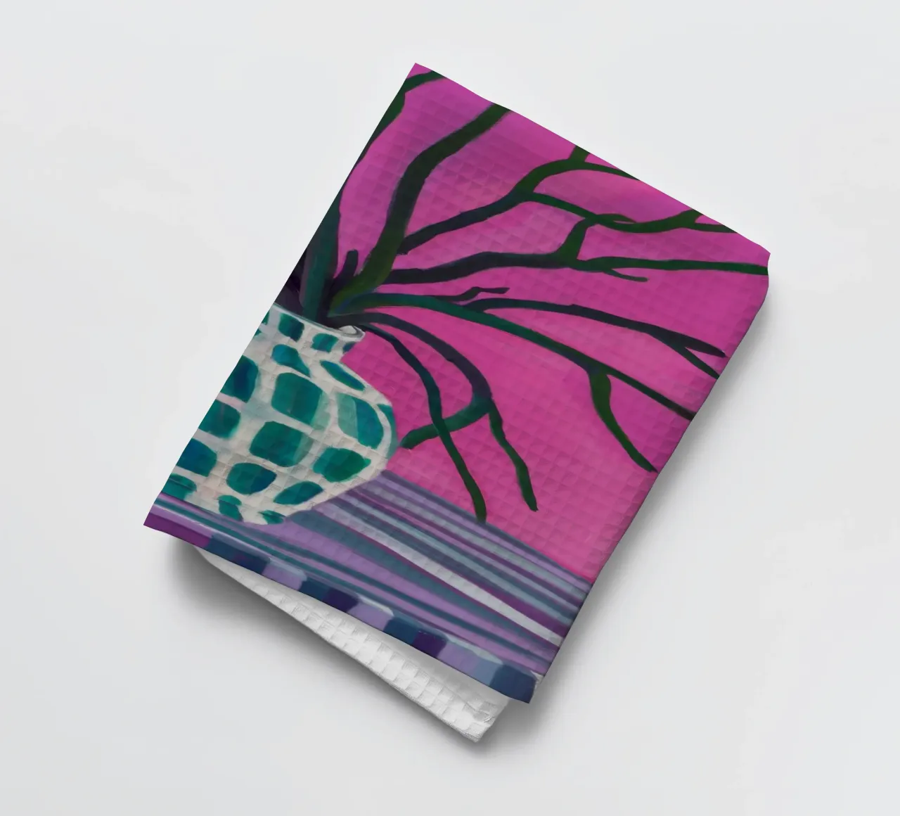 Fuchsia Branch Silhouette Geschirrtuch von Arcane Lines