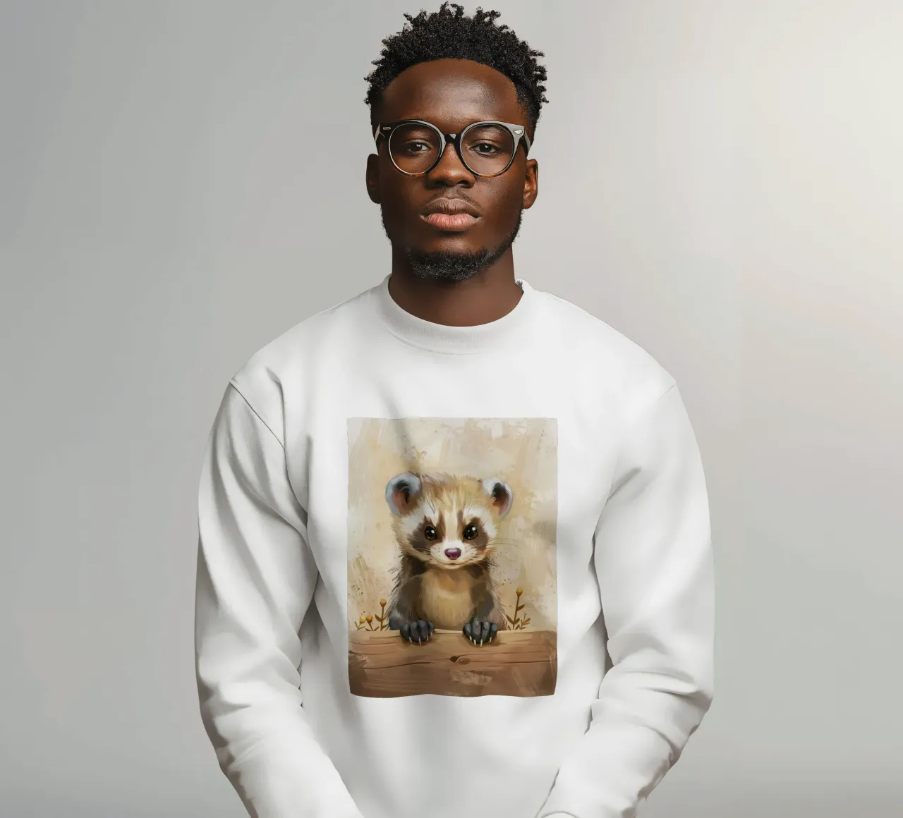 Giovane animale carino e giocoso che guarda con curiosità un bosco felpa da DesignDoodle