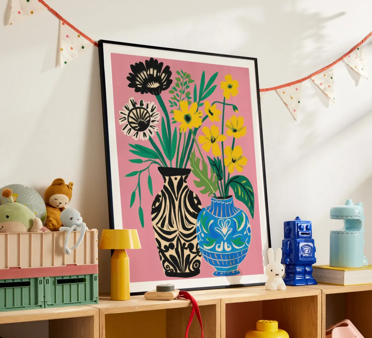 Zebra Daisy Duo poster con telaio in alluminio da Arcane Lines