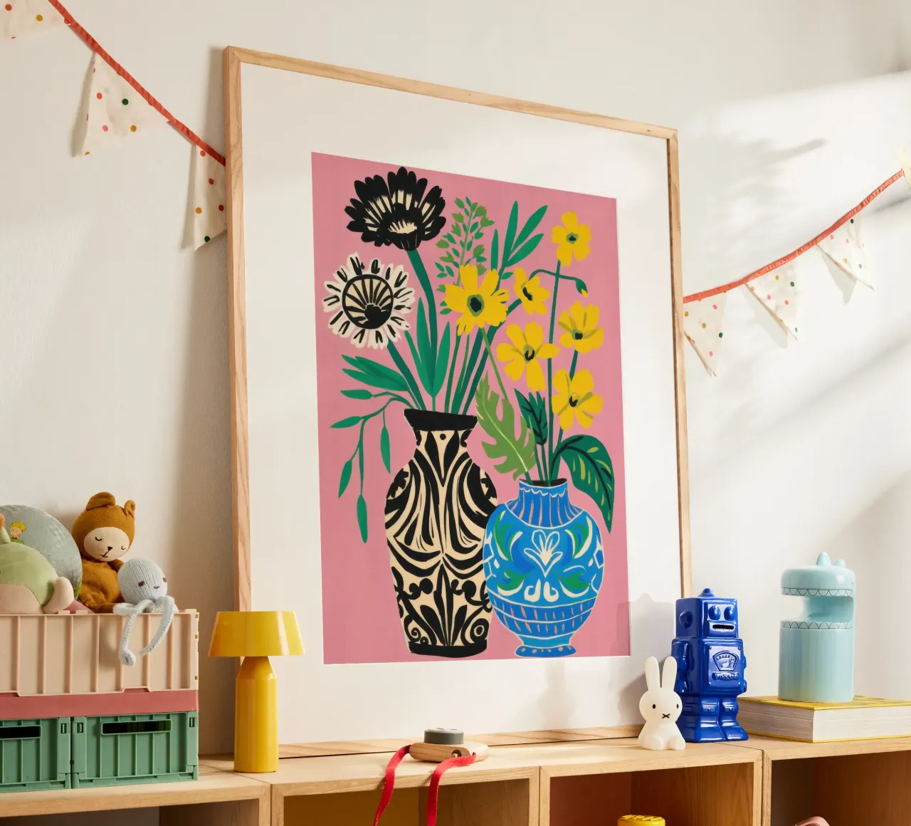 Zebra Daisy Duo poster con telaio in alluminio da Arcane Lines