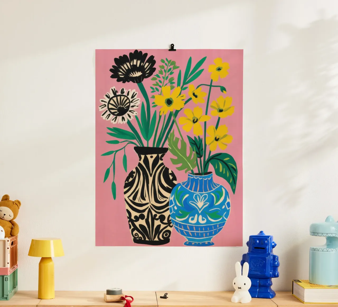 Zebra Daisy Duo poster con telaio in alluminio da Arcane Lines