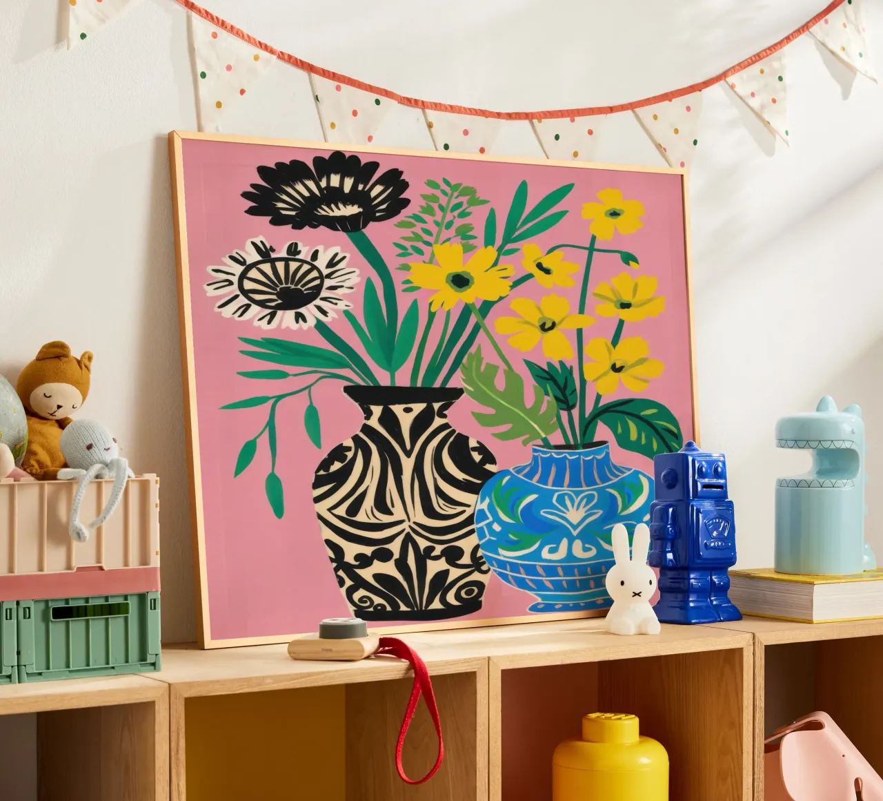 Zebra Daisy Duo poster con telaio in alluminio da Arcane Lines