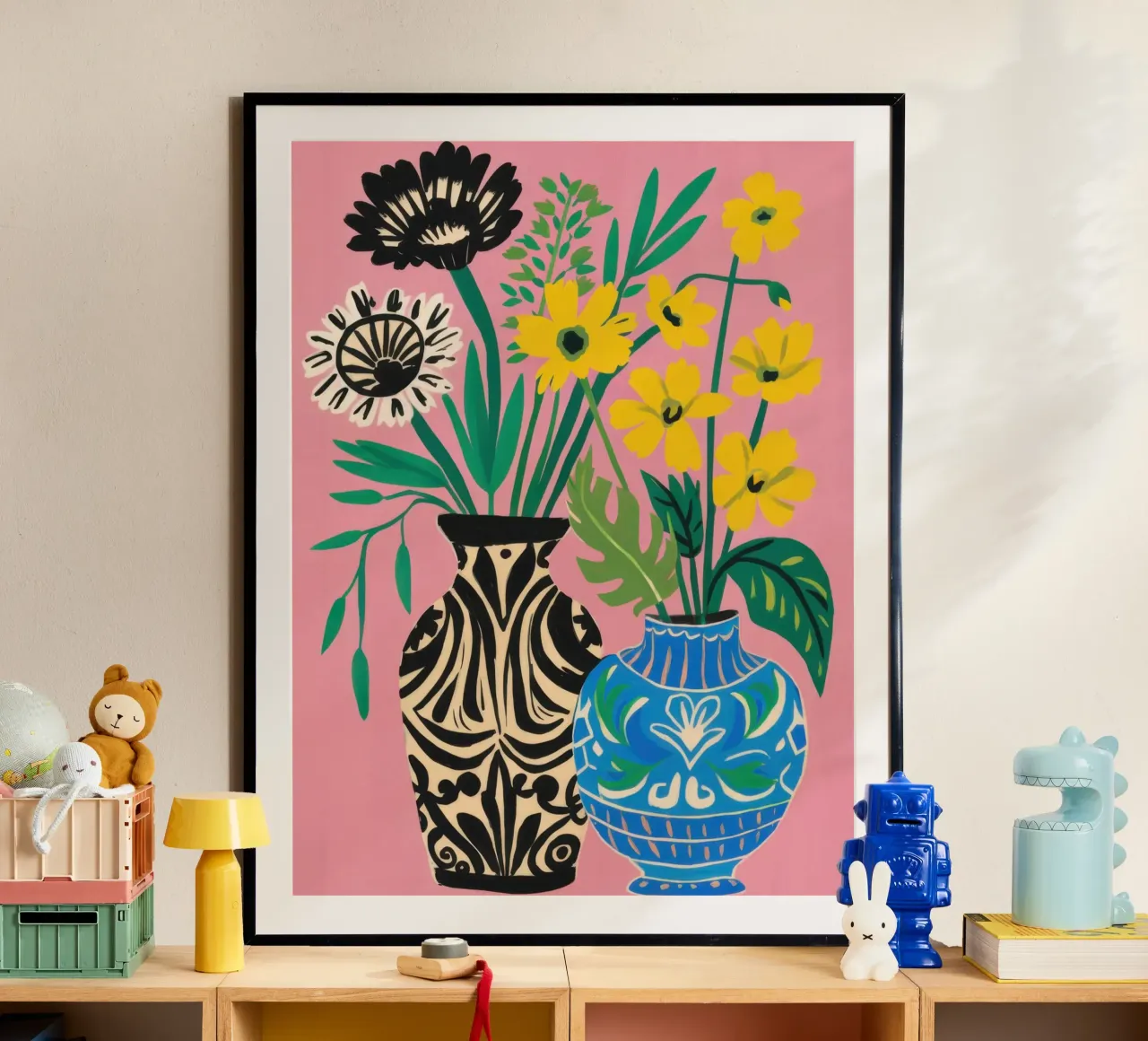 Zebra Daisy Duo poster con telaio in alluminio da Arcane Lines