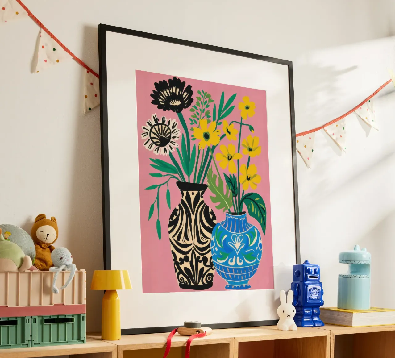 Zebra Daisy Duo poster con telaio in alluminio da Arcane Lines
