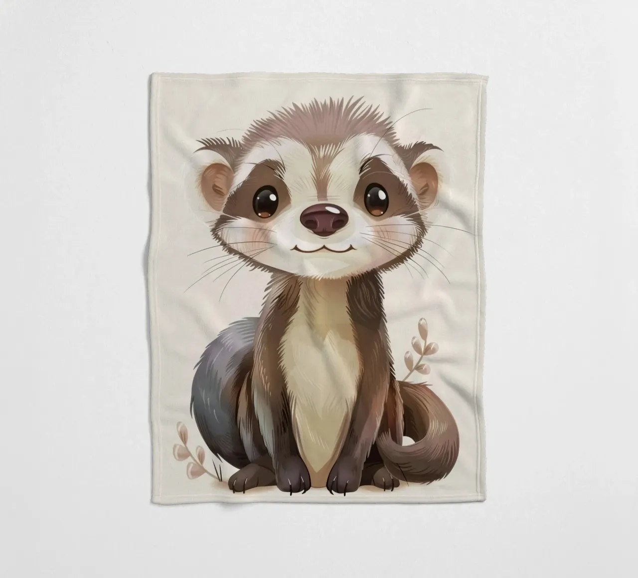 Simpatico furetto illustrato che siede con calma con un dolce espresso coperta in pile da DesignDoodle