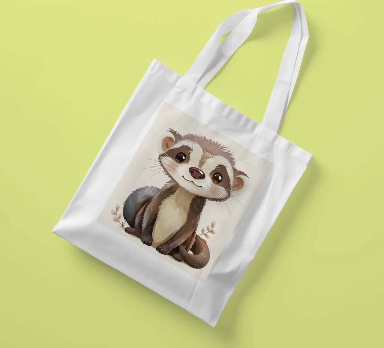 Simpatico furetto illustrato che siede con calma con un dolce espresso borsa in juta da DesignDoodle