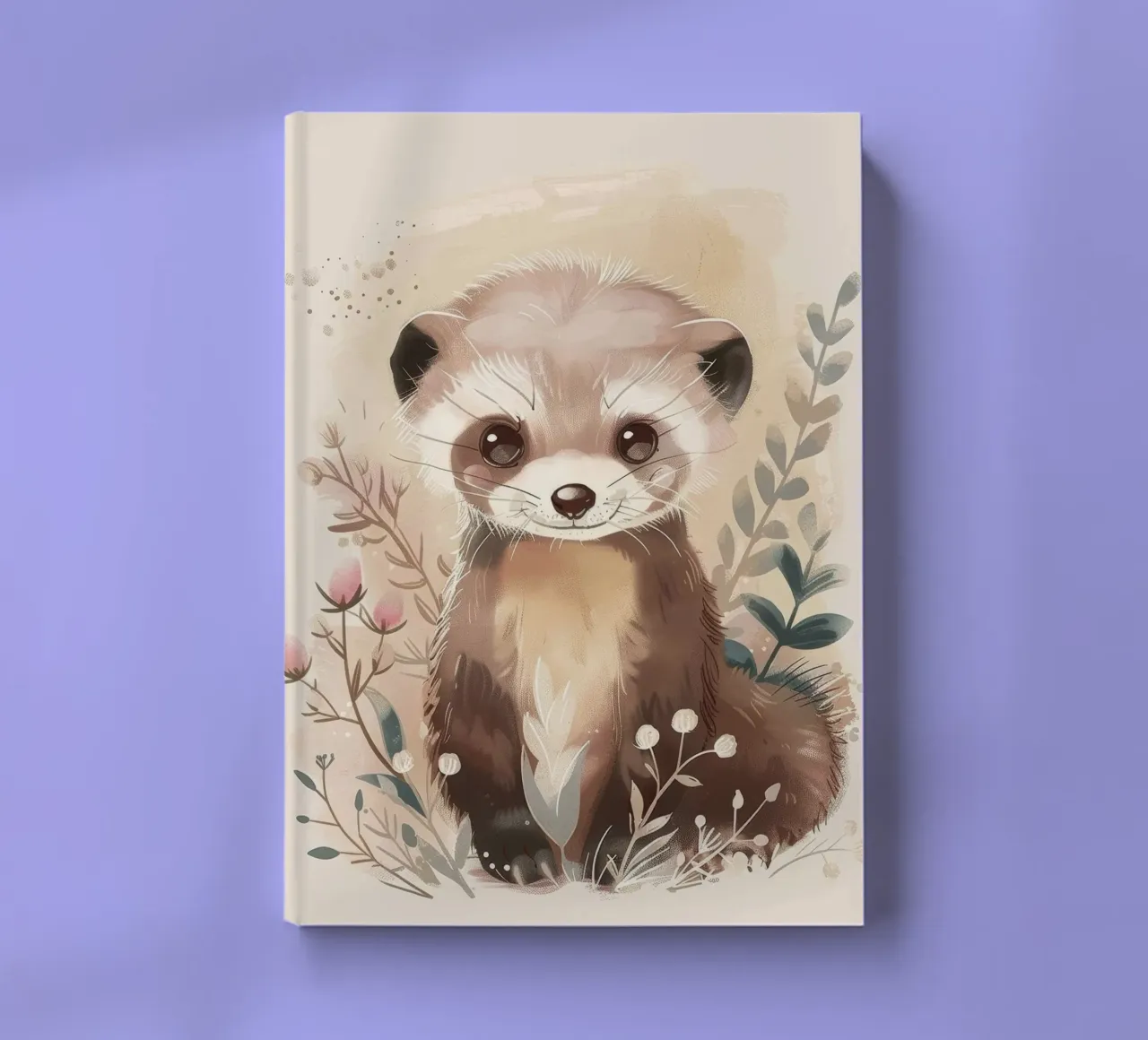 Simpatica illustrazione di un furetto giocherellone circondato da delicate diario da DesignDoodle