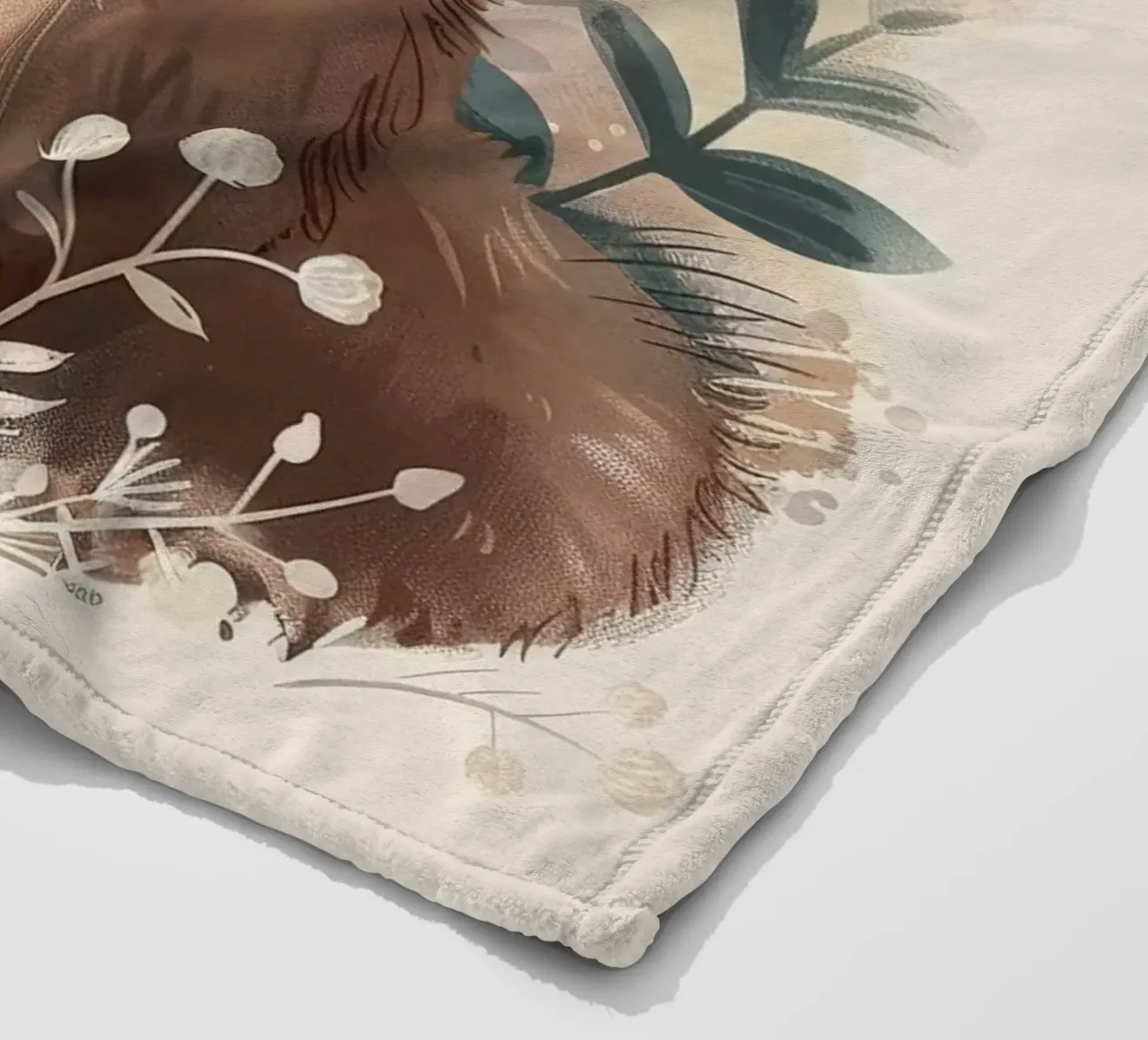 Simpatica illustrazione di un furetto giocherellone circondato da delicate coperta in pile da DesignDoodle
