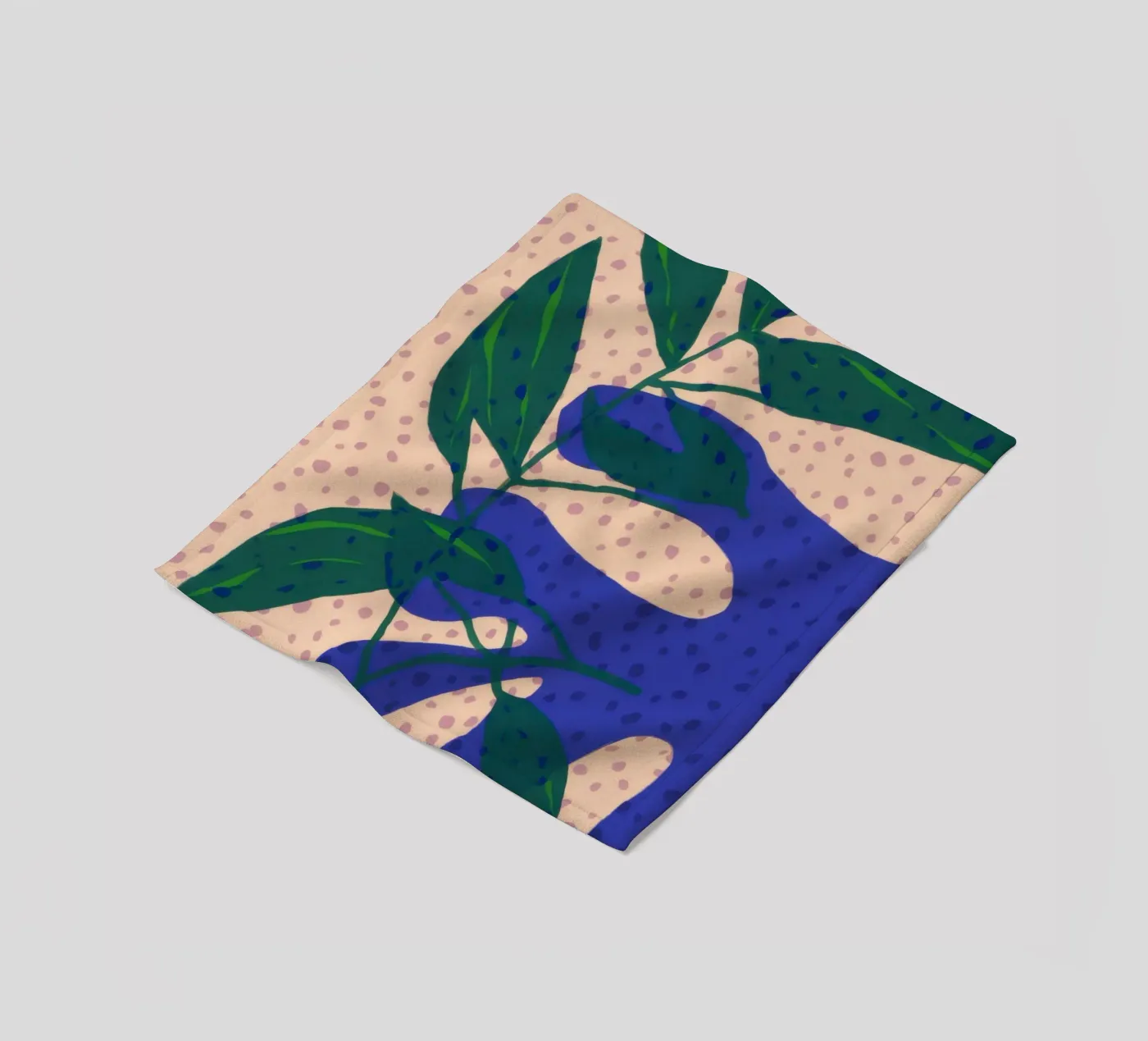 Indigo Leaf Study fleece blanket by Monuments Fire