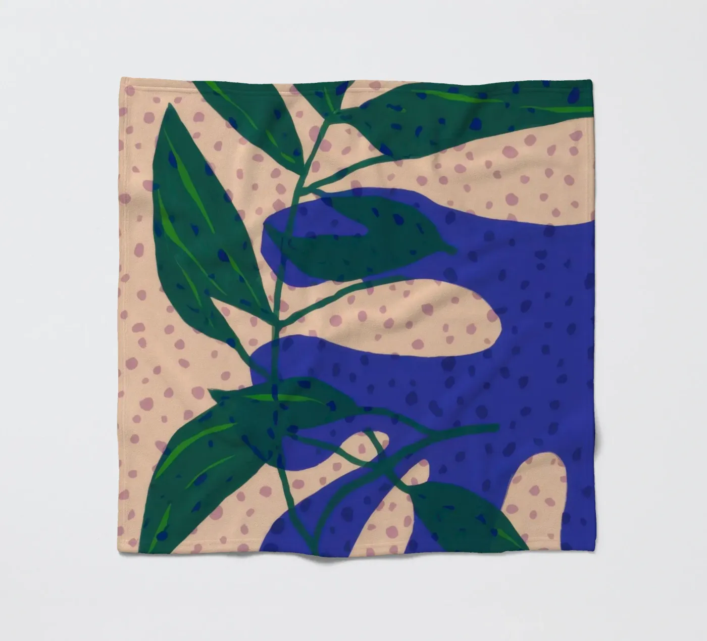 Indigo Leaf Study fleece blanket by Monuments Fire