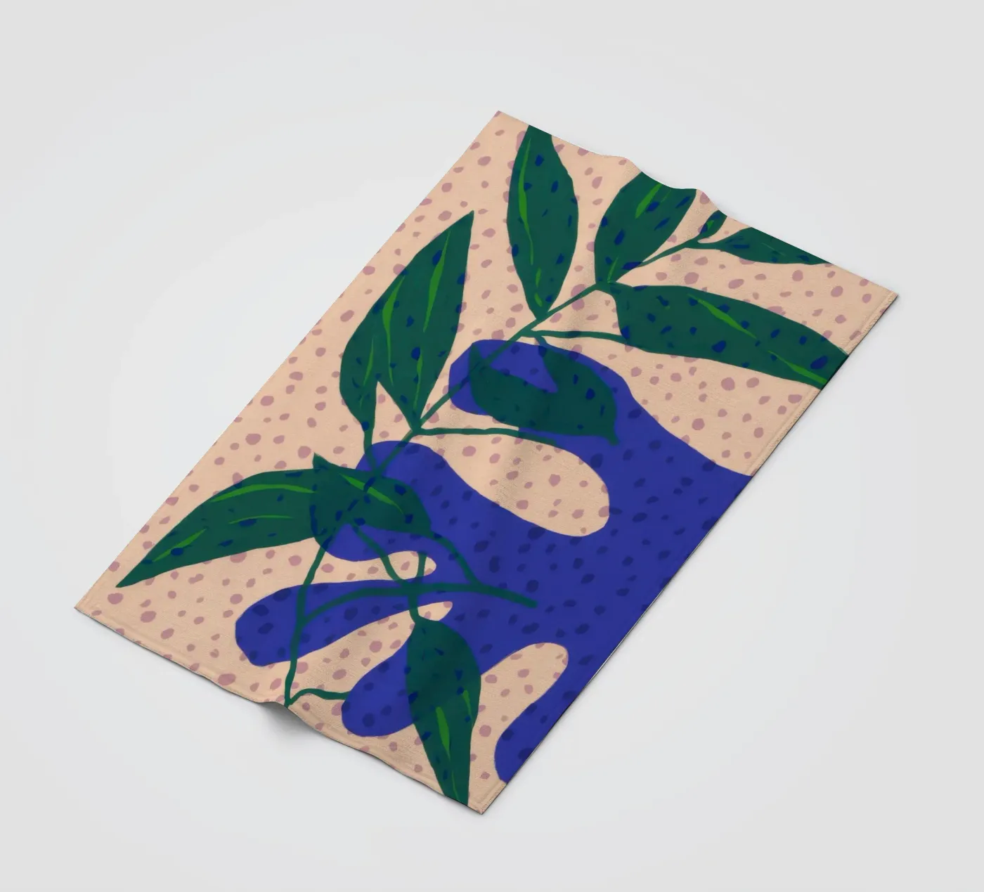 Indigo Leaf Study fleece blanket by Monuments Fire