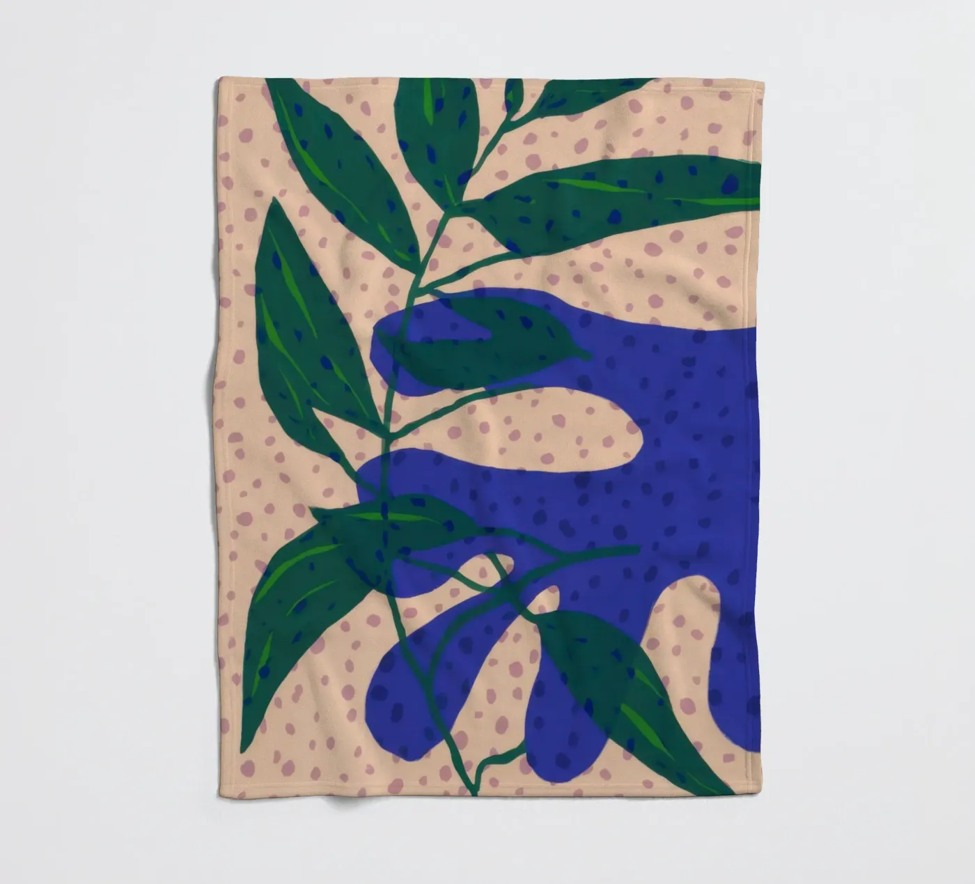 Indigo Leaf Study fleece blanket by Monuments Fire