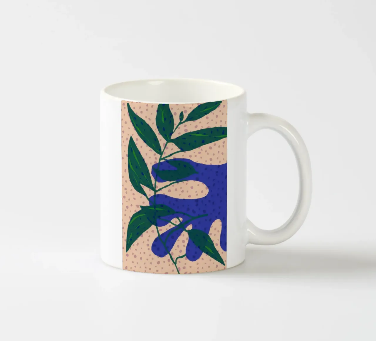 Indigo Leaf Study ceramic mug by Monuments Fire