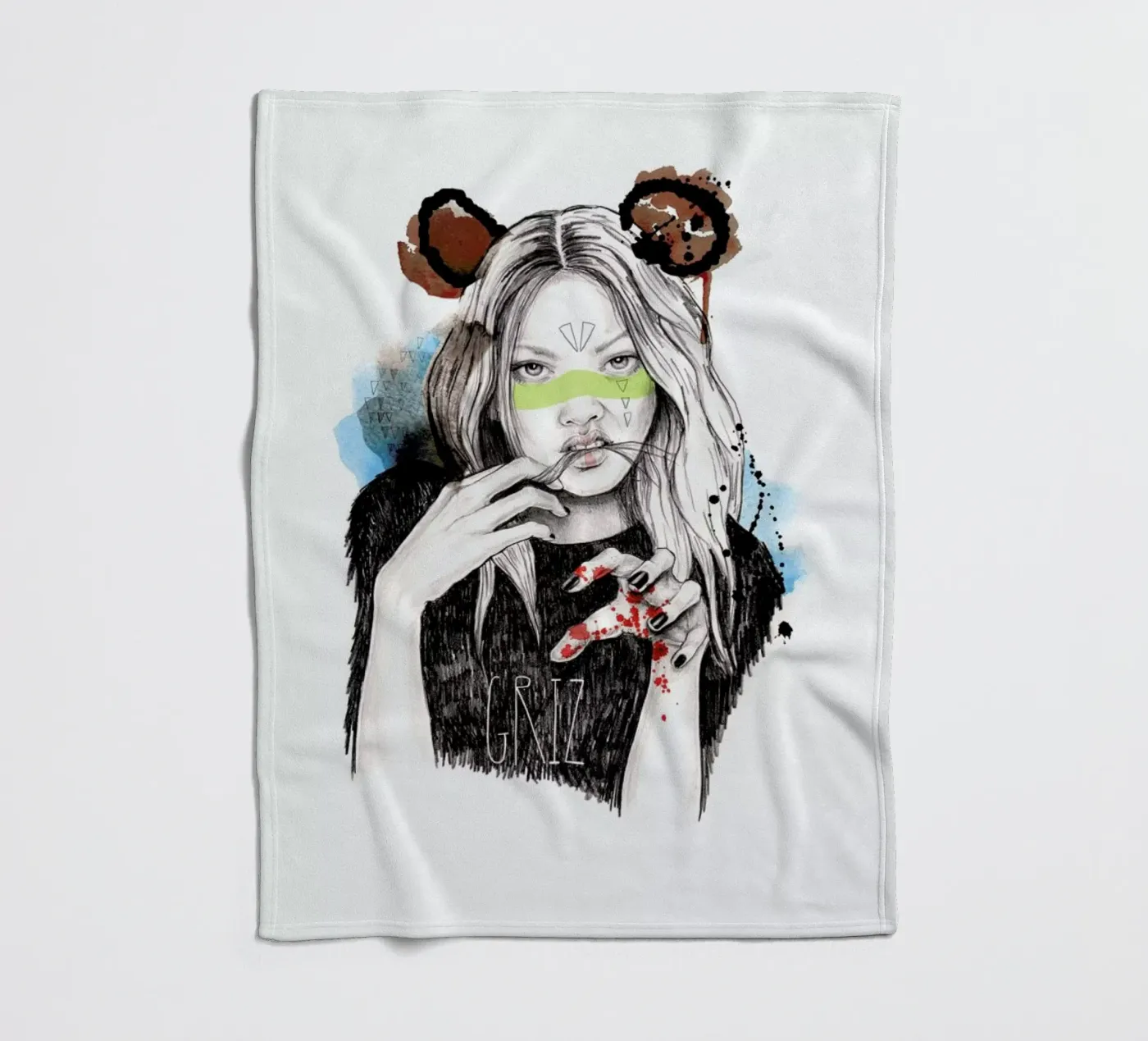 Griz fleece blanket by Meegan Barnes
