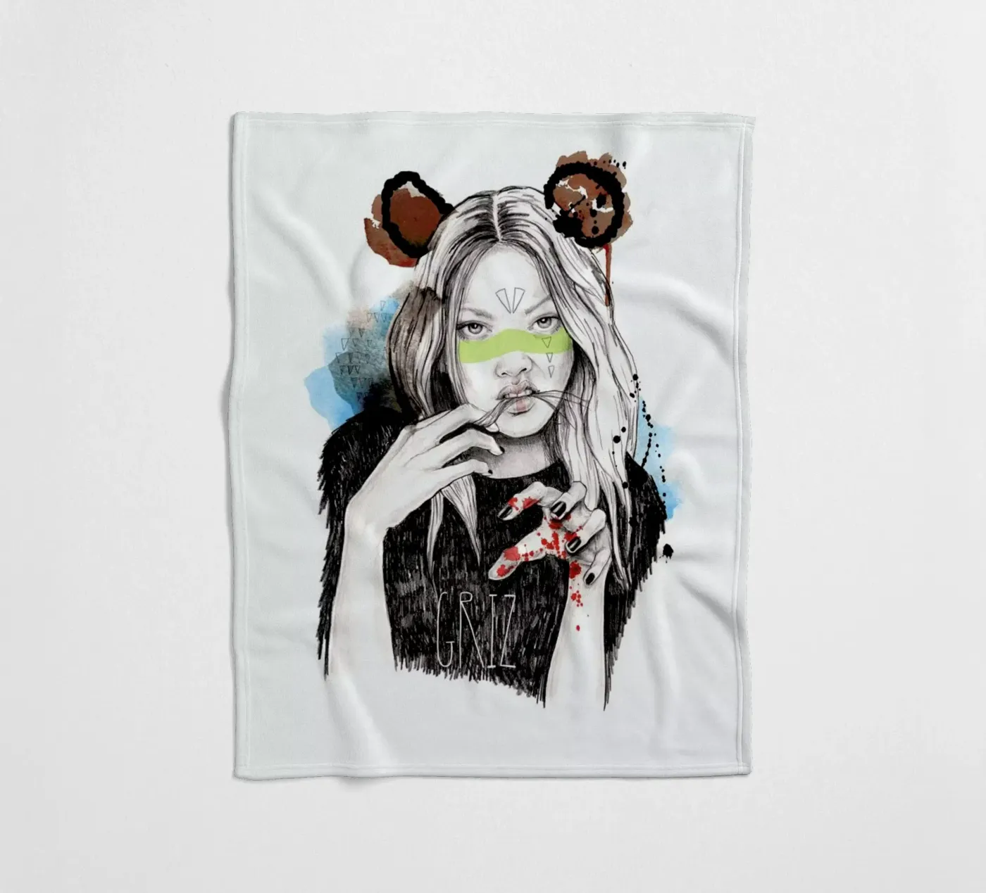 Griz fleece blanket by Meegan Barnes