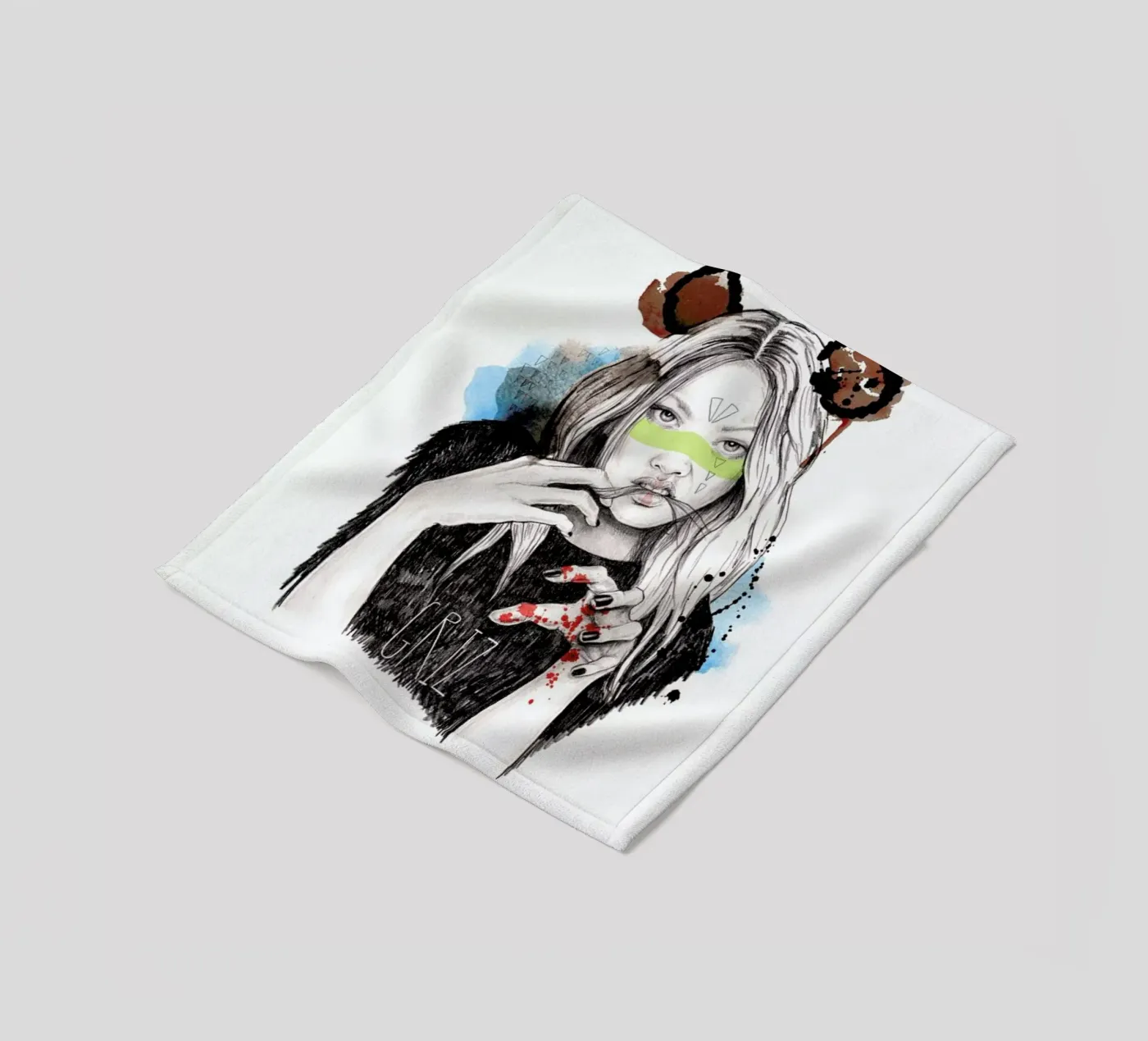 Griz fleece blanket by Meegan Barnes