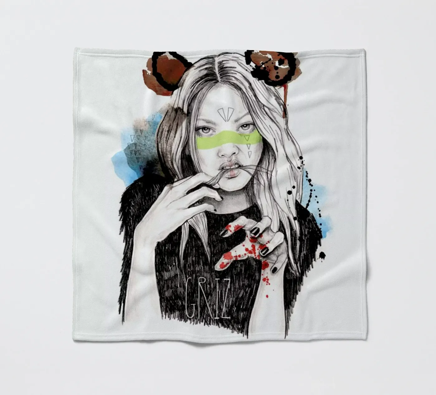 Griz fleece blanket by Meegan Barnes