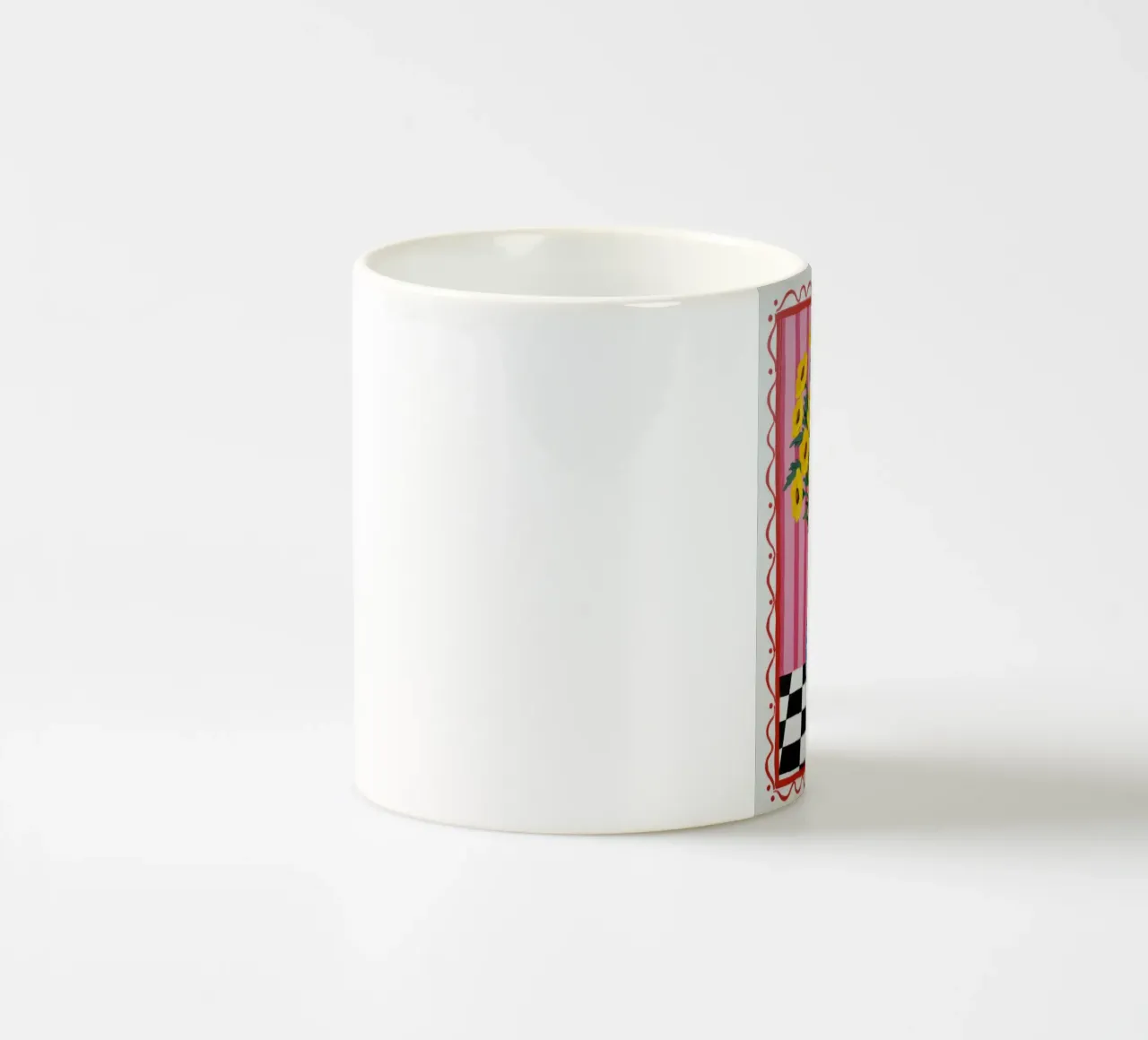 Vaso a scacchiera con girasole tazza in ceramica da Lune Dreams
