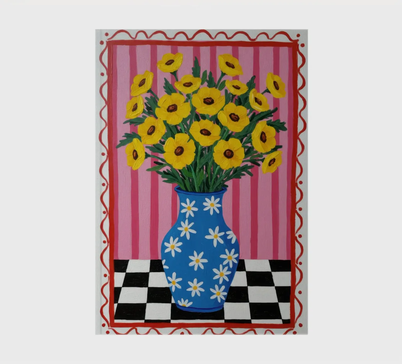 Sunflower Checkered Vase notebook by Lune Dreams