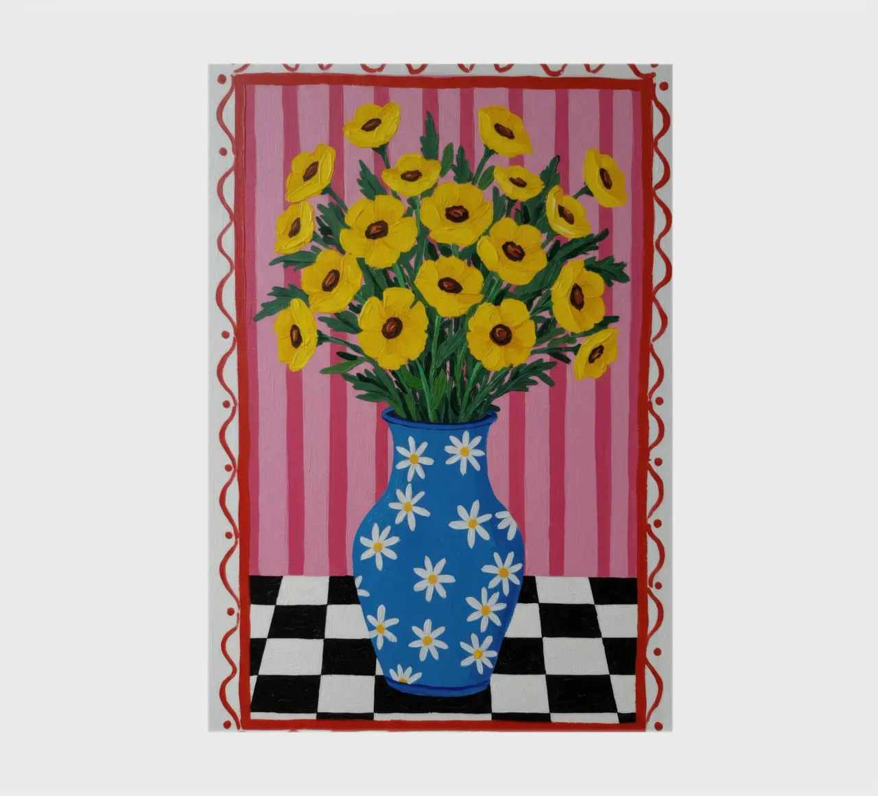 Sunflower Checkered Vase notebook by Lune Dreams