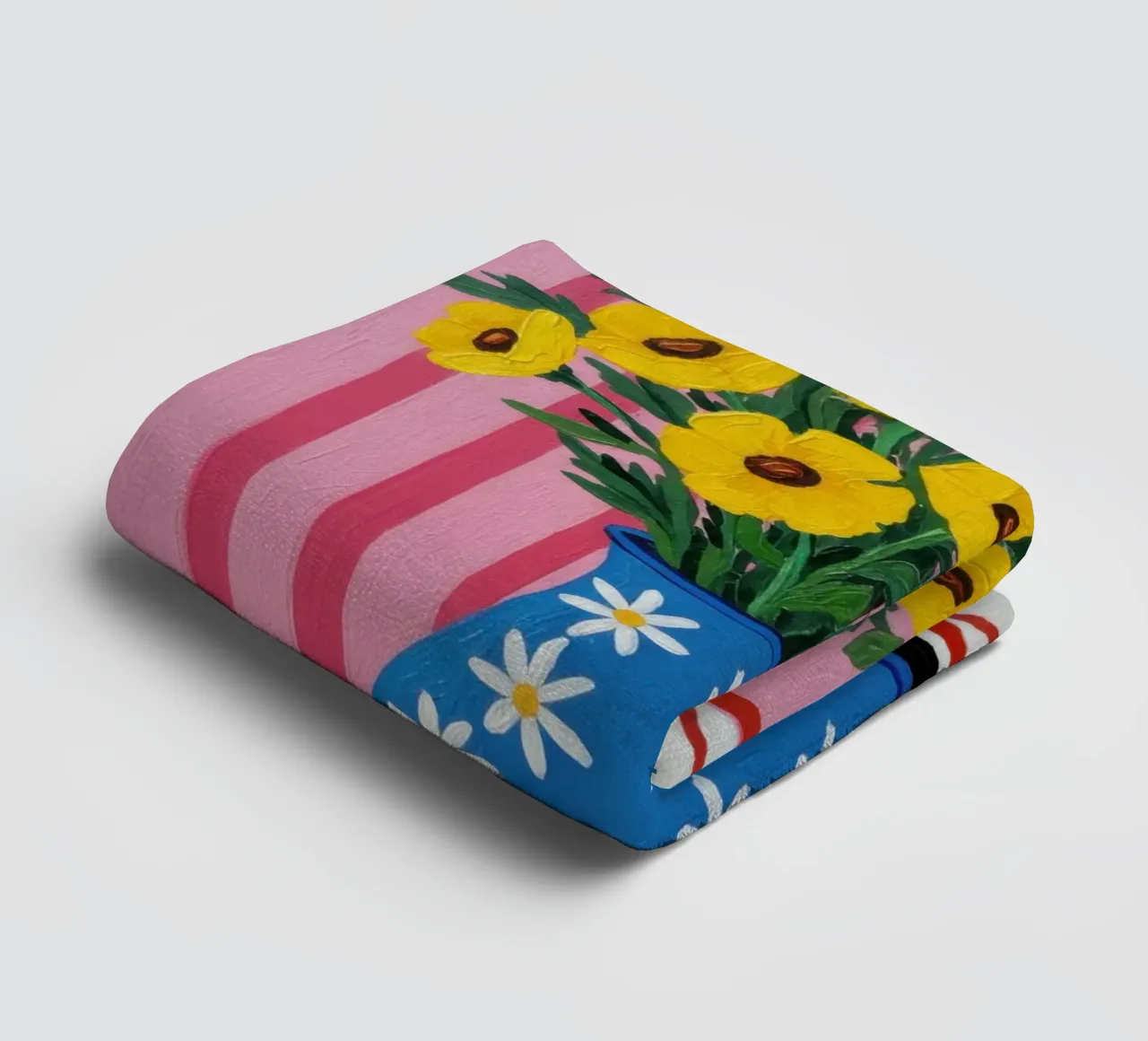 Vaso a scacchiera con girasole asciugamano da bagno da Lune Dreams