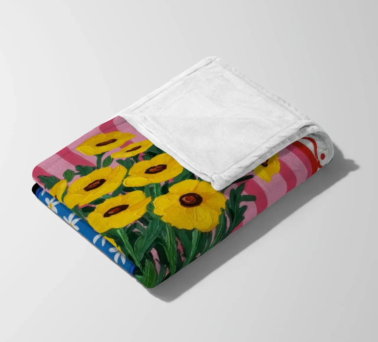 Vaso a scacchiera con girasole coperta in pile da Lune Dreams