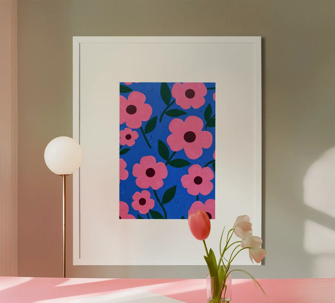 Pink Petal Pattern poster da Lune Dreams