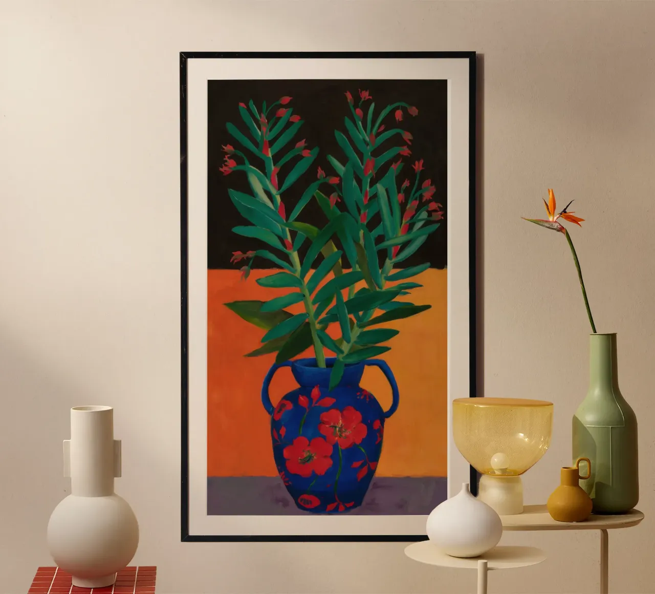Verde Cobalto Immobile poster con telaio in alluminio da Arcane Lines