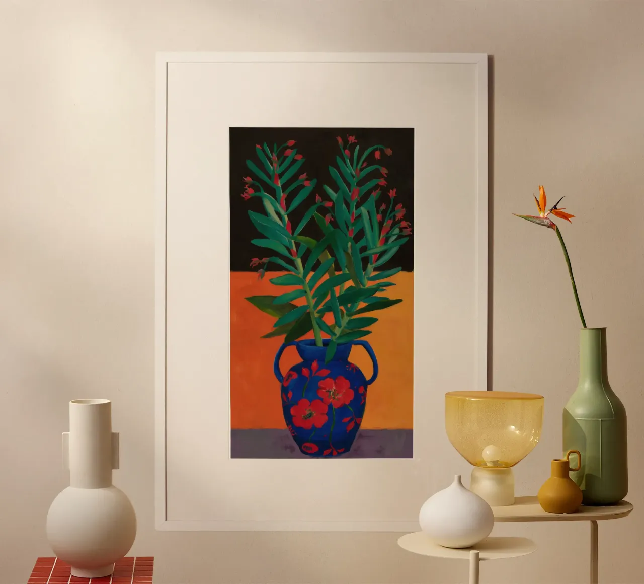 Verde Cobalto Immobile poster con telaio in alluminio da Arcane Lines