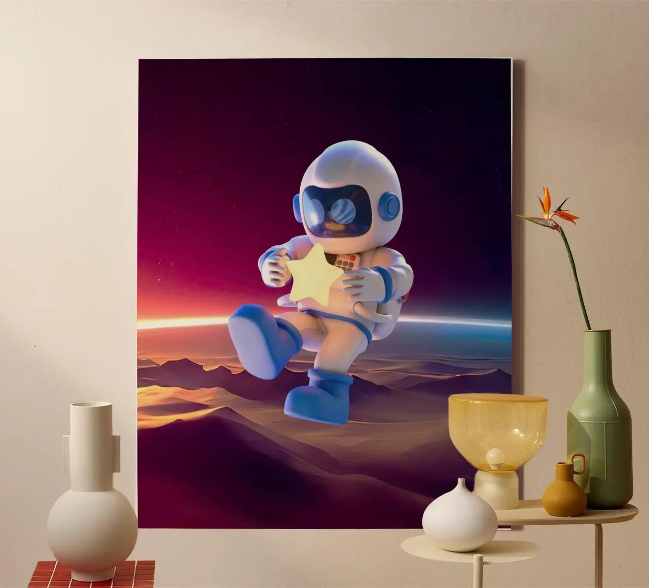 astronaut space tela con Cornice a cassetta da Creaton