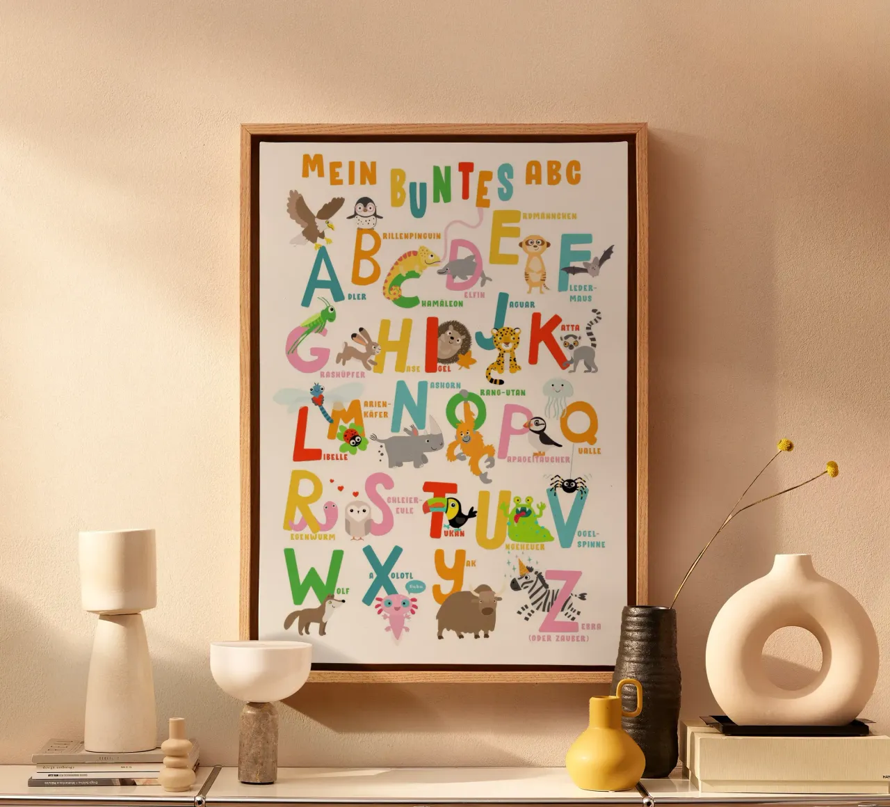 Il mio ABC colorato - Alfabeto degli animali (tedesco) tela con Cornice a cassetta da muench benjamin