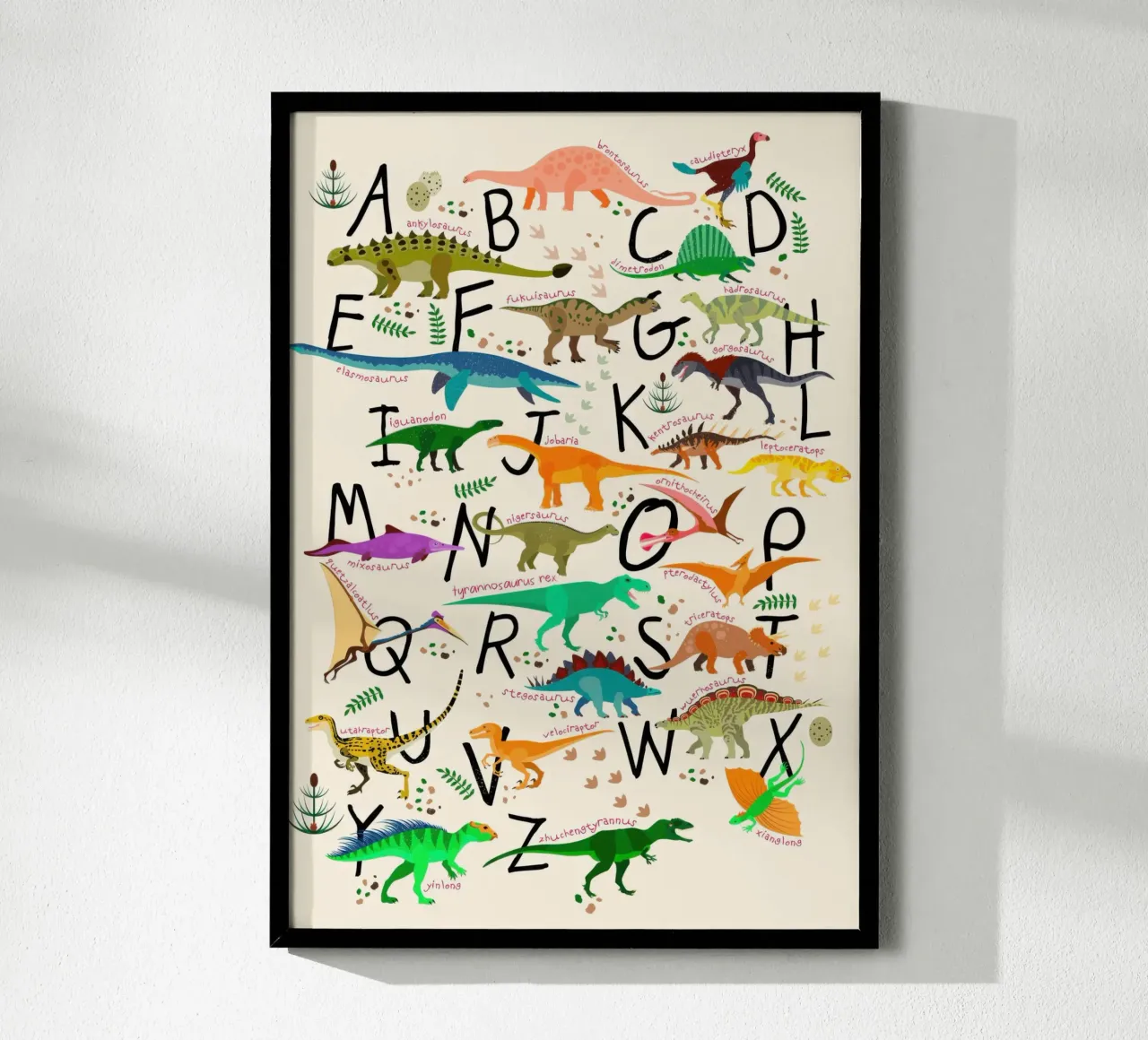 Dino Alphabet poster with aluminum frame by muench benjamin