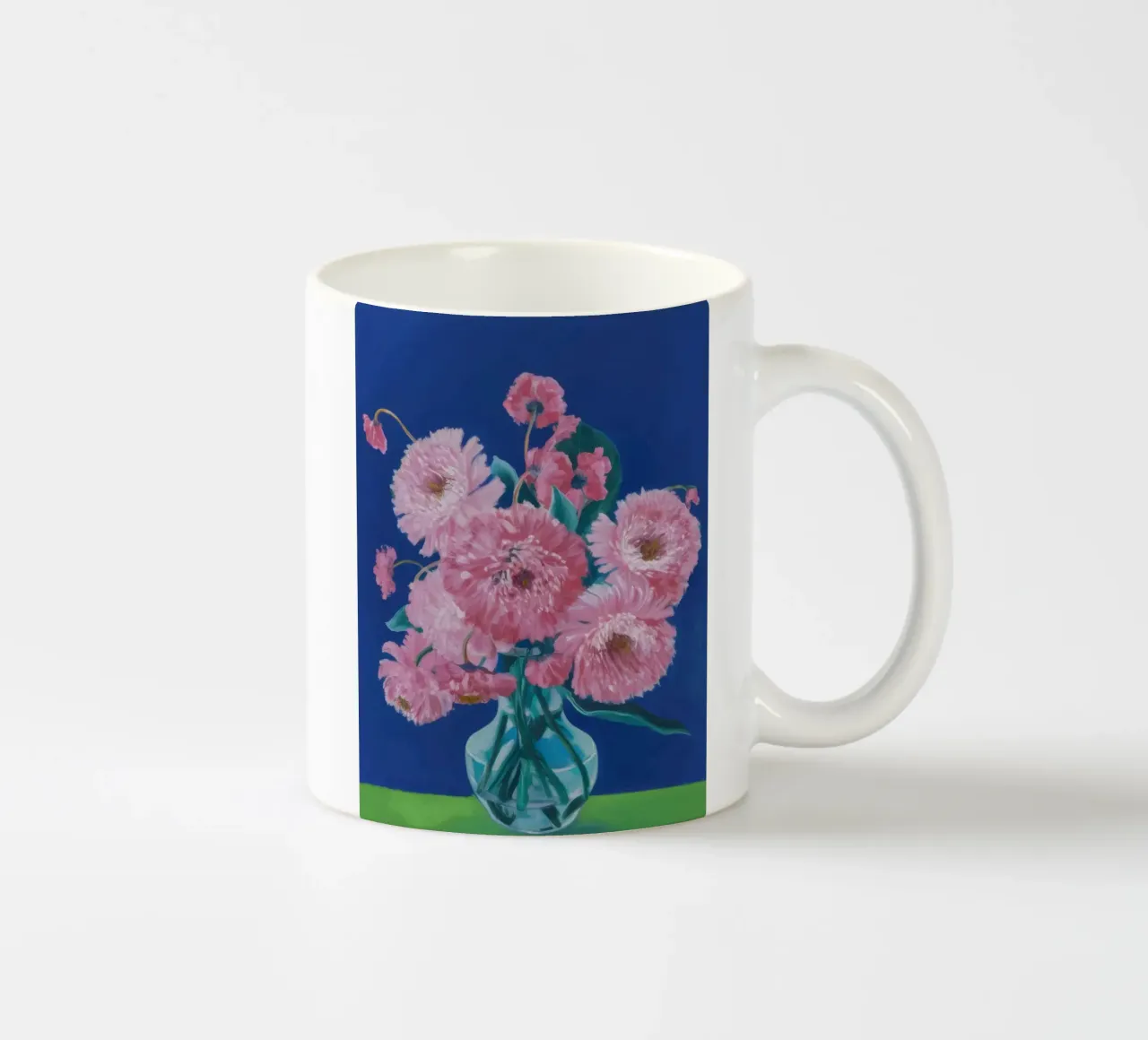 Dalie rosa polverose tazza in ceramica da Arcane Lines