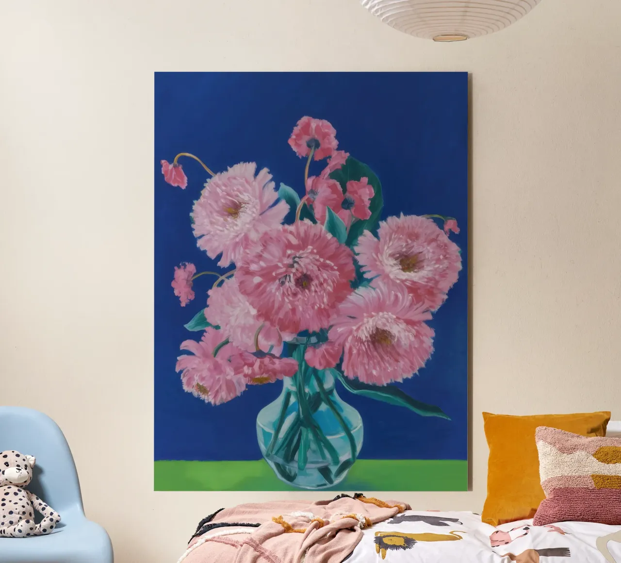 Dalie rosa polverose alluminio dibond da Arcane Lines